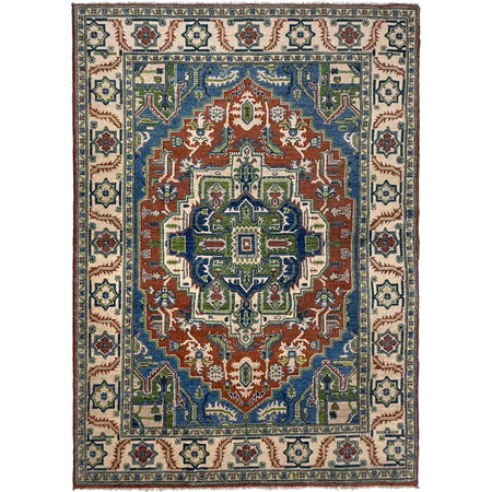 Handmade Persian Design Heriz Carpet 5' 1" x 7' 0" ft / 155 x 213 cm - No. G37586