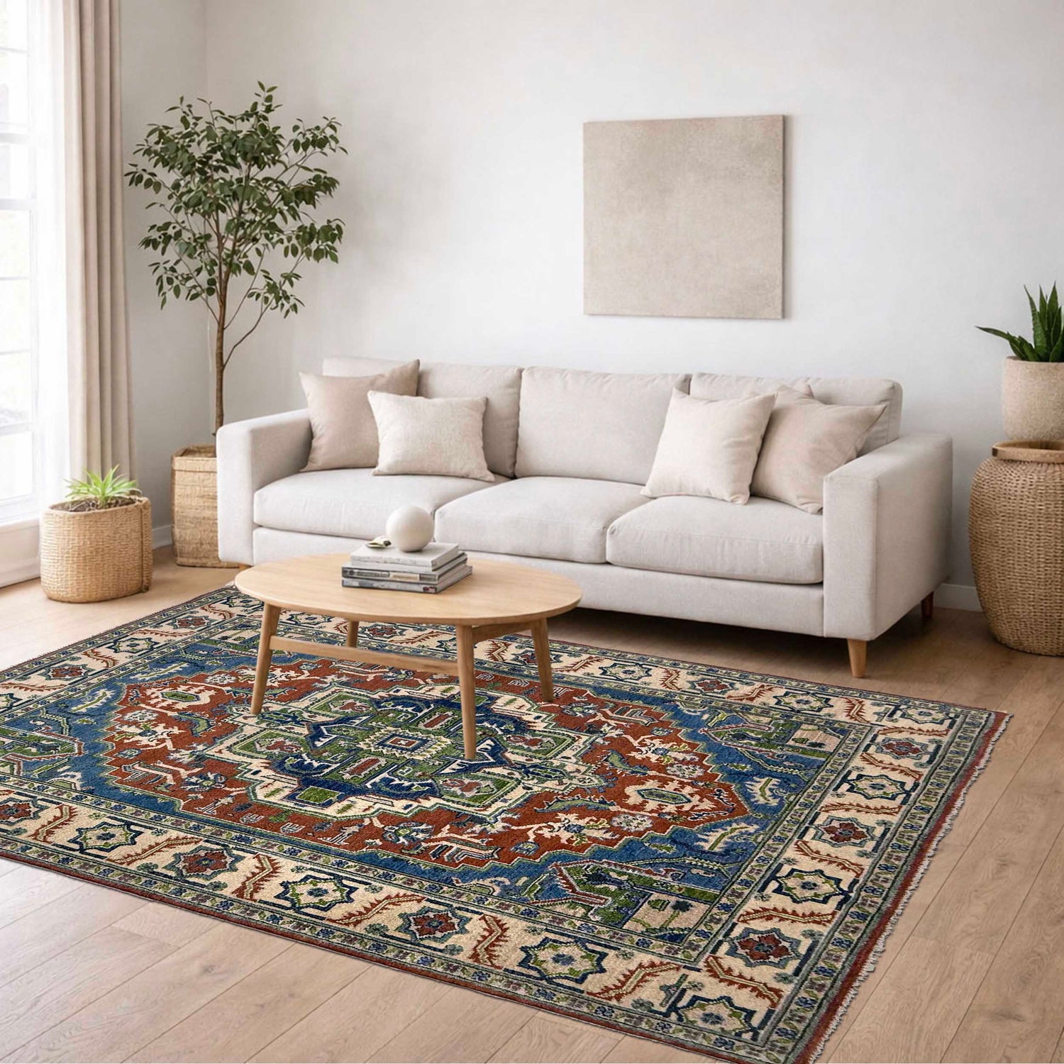 Handmade Persian Design Heriz Carpet 5' 1" x 7' 0" ft / 155 x 213 cm - No. G37586