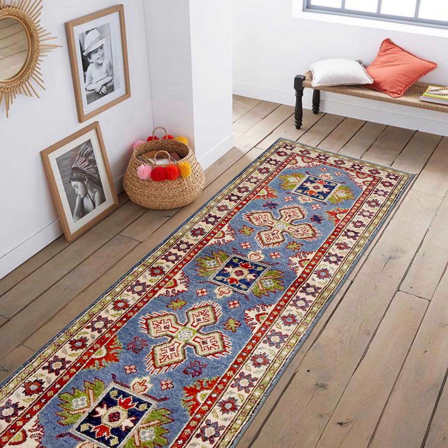 Hand knotted Kazak Runner Rugs 2' 0" x 6' 2" ft / 62 x 189 cm - No. G37590