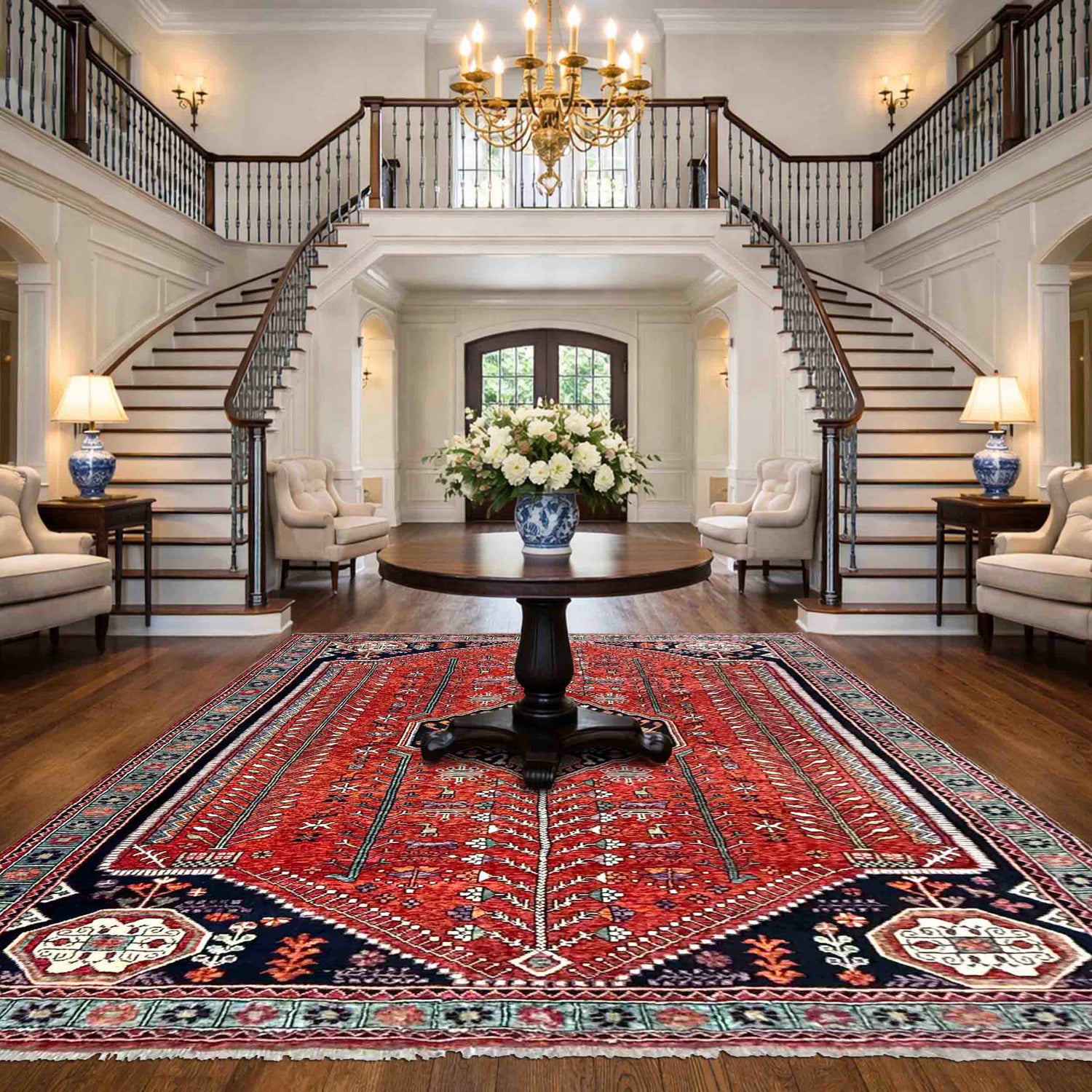 Shirazi Hand Knotted Carpet 8' 0" x 11' 3" ft / 244 x 342 cm - No. G37703