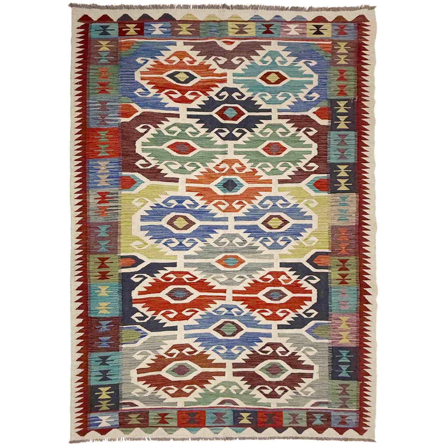 Handmade Vegetable Kilim 5' 10" x 9' 1" ft / 178 x 276 cm - No. G38824