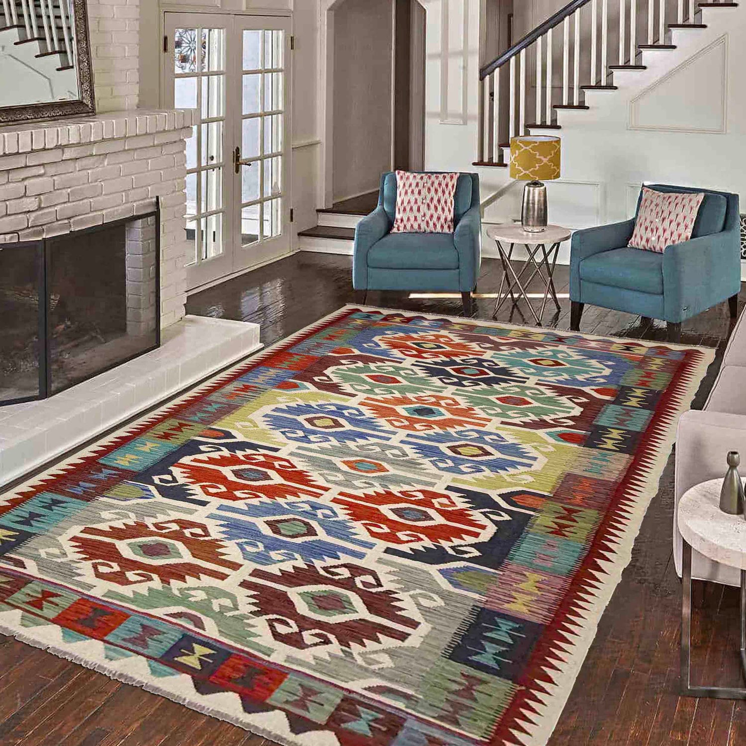 Handmade Vegetable Kilim 5' 10" x 9' 1" ft / 178 x 276 cm - No. G38824