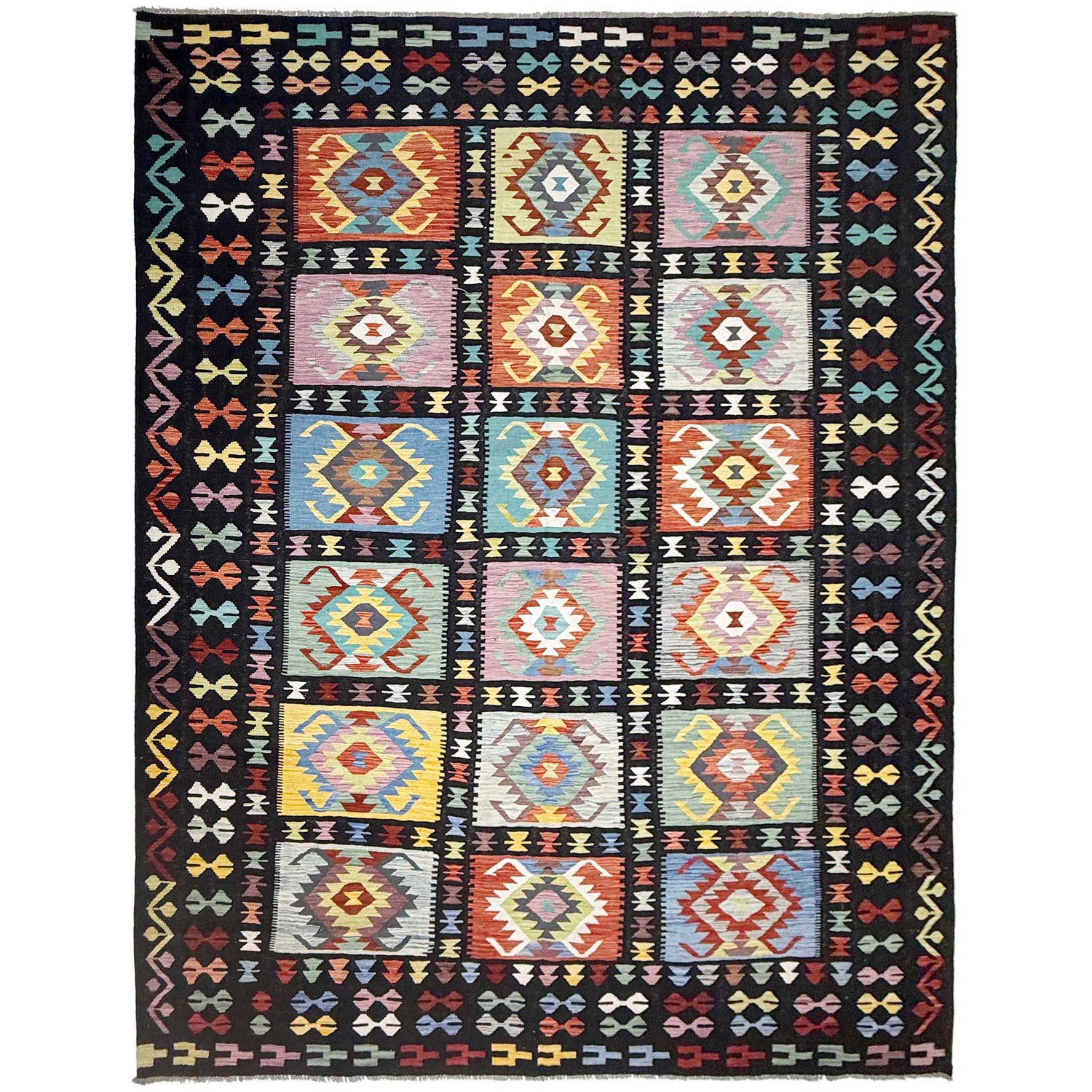 Hand Knotted Flatweave Kilim 9' 5" x 12' 6" ft / 288 x 381 cm - No. G38825