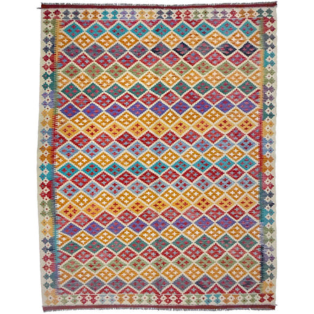 Hand Knotted Flatweave Kilim 6' 11" x 9' 6" ft / 212 x 290 cm - No. G38828