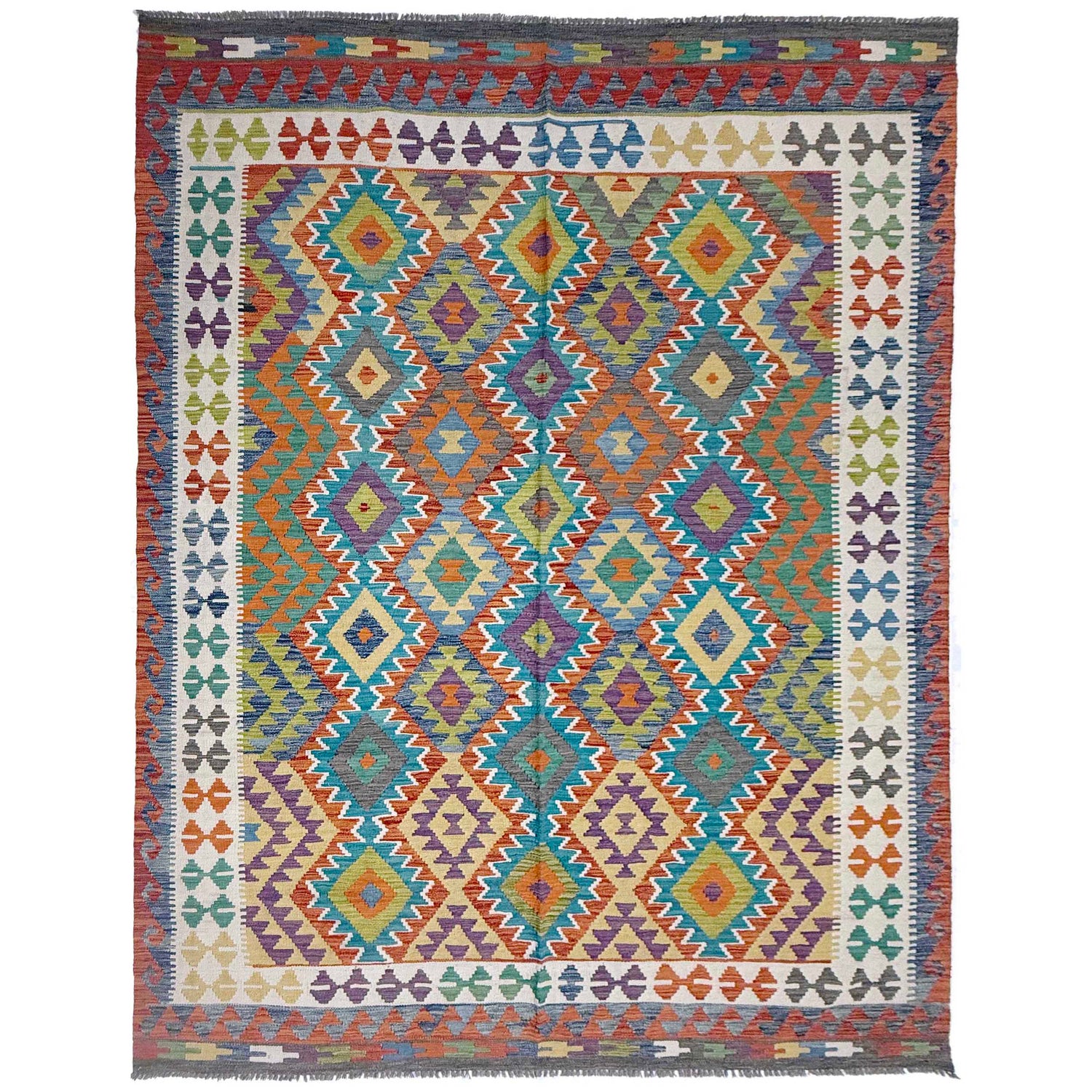 Handmade Afghan Vegetable Kilim 6' 9" x 9' 7" ft / 205 x 292 cm - No. G38830