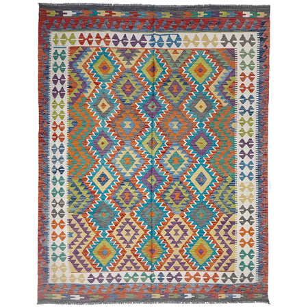Handmade Afghan Vegetable Kilim 6' 9" x 9' 7" ft / 205 x 292 cm - No. G38830