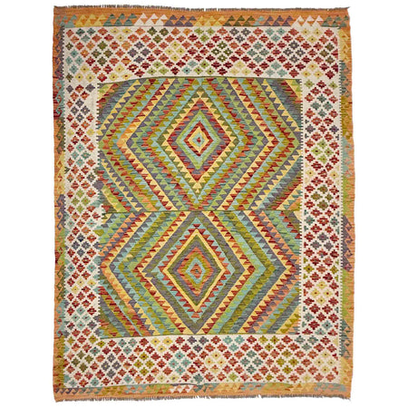Hand Made Afghan Kilim 6' 8" x 9' 3" ft / 204 x 281 cm - No. G38831