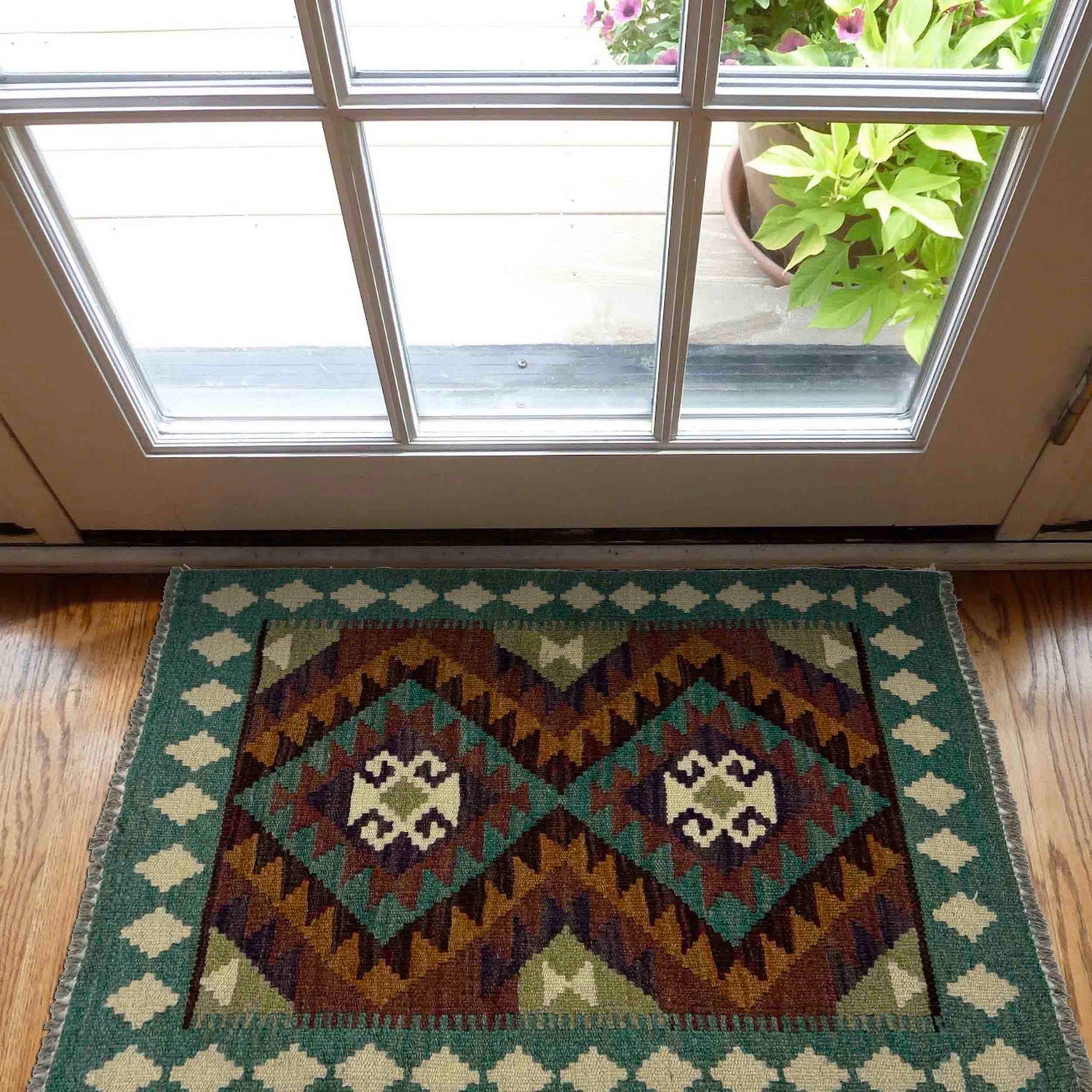 Hand Made Afghan Kilim 2' 0" x 2' 9" ft / 62 x 83 cm - No. G38846