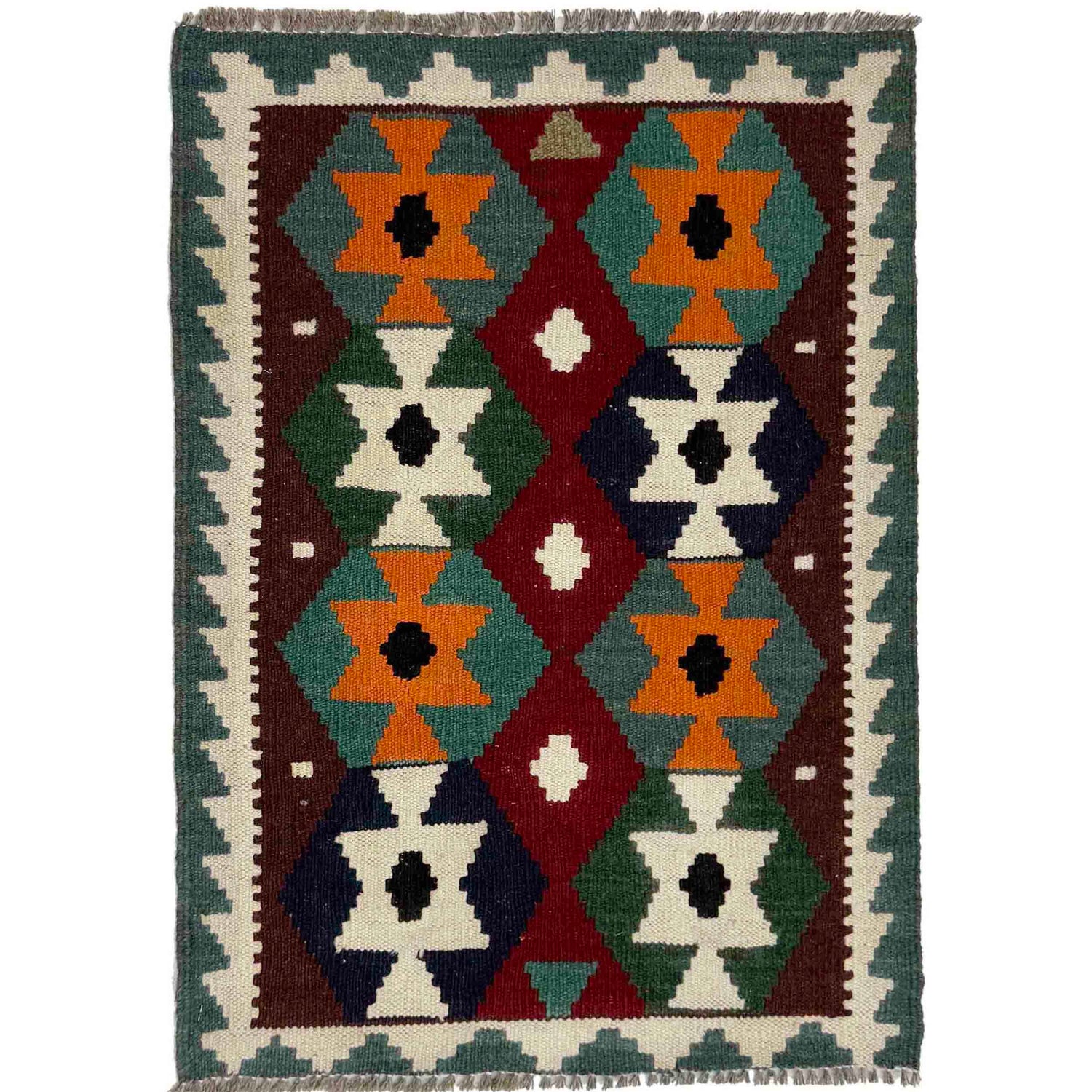 Handmade Afghan Vegetable Kilim 2' 0" x 2' 9" ft / 61 x 85 cm - No. G38847
