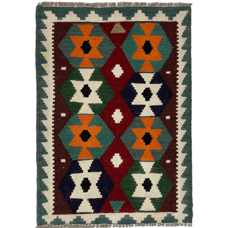 Handmade Afghan Vegetable Kilim 2' 0" x 2' 9" ft / 61 x 85 cm - No. G38847