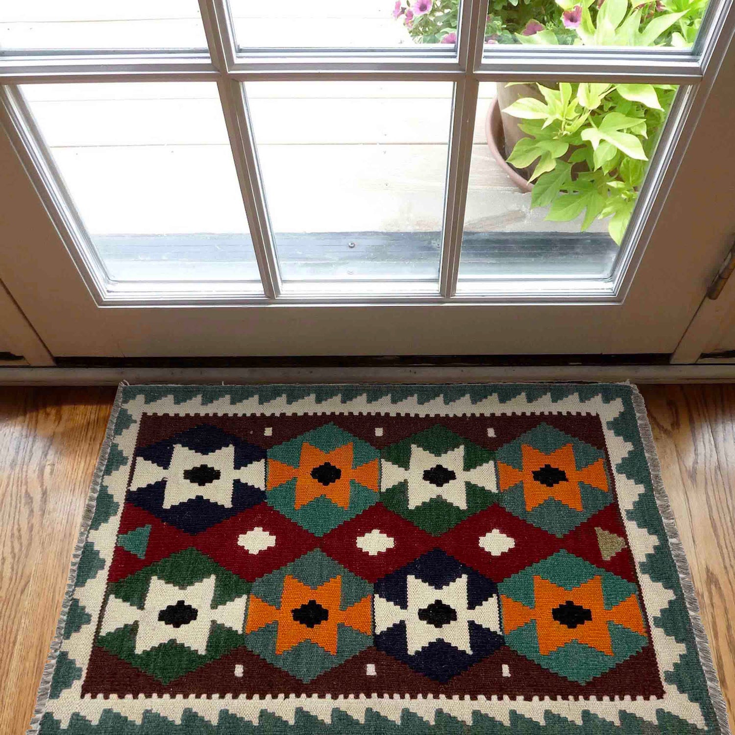 Handmade Afghan Vegetable Kilim 2' 0" x 2' 9" ft / 61 x 85 cm - No. G38847