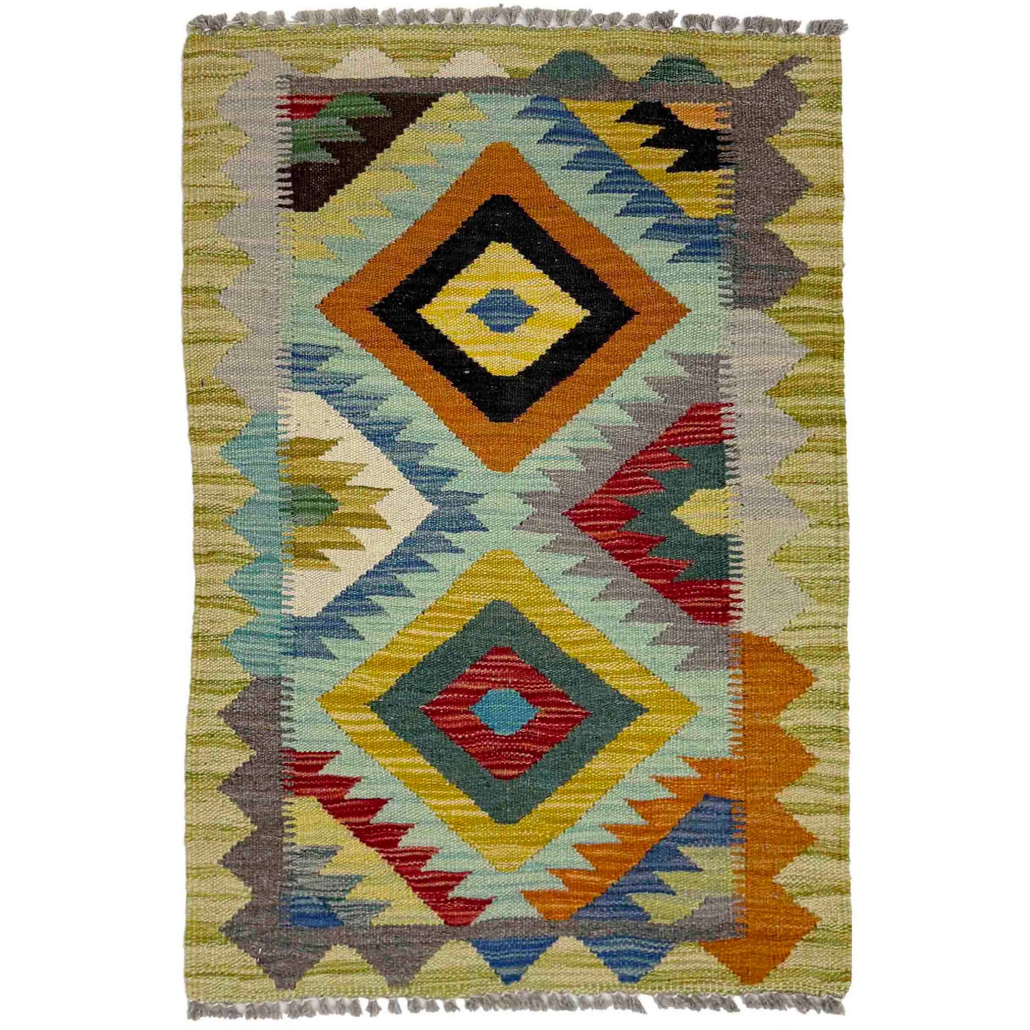 Hand Made Afghan Kilim 1' 10" x 2' 11" ft / 56 x 89 cm - No. G38850