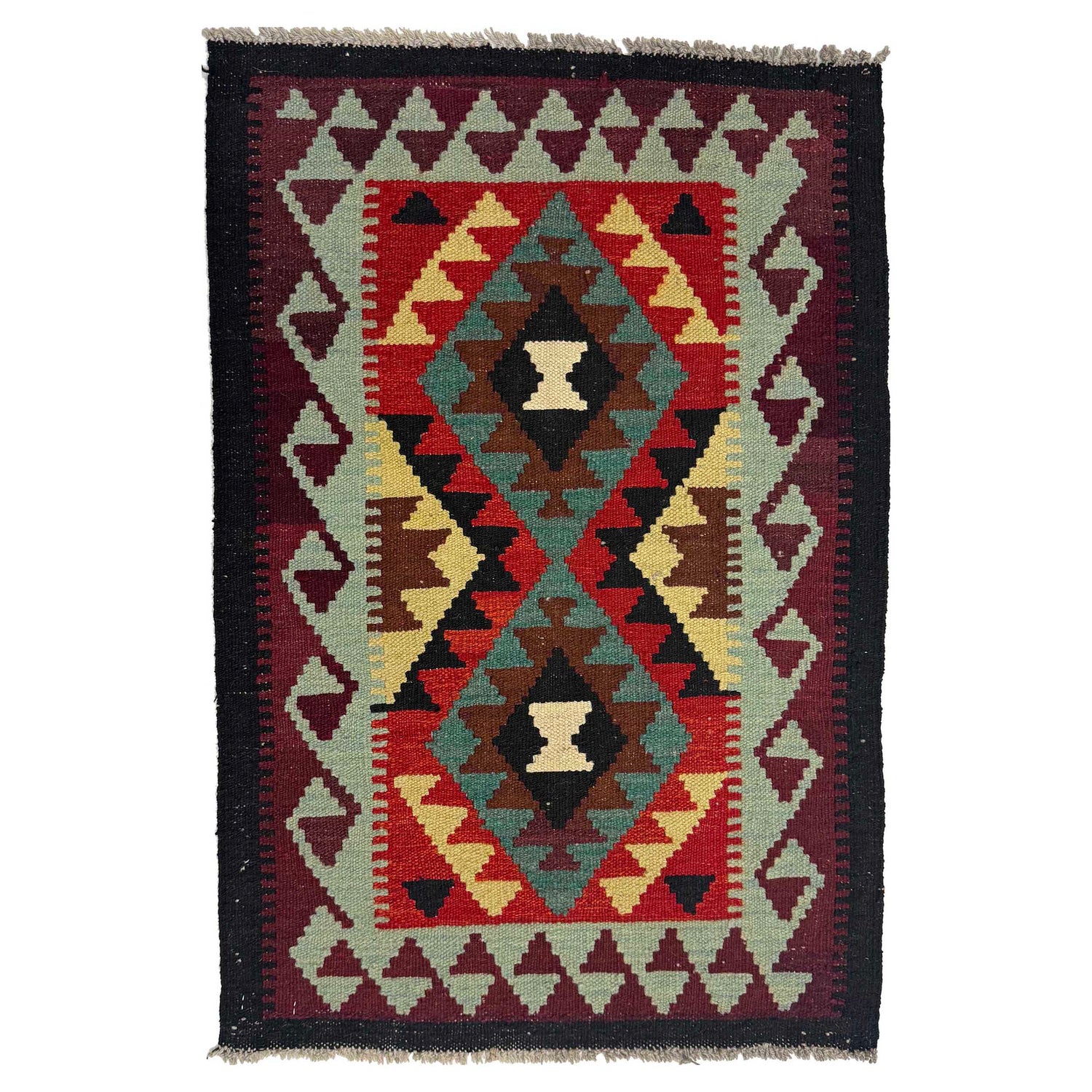 Hand Knotted Flatweave Kilim 2' 0" x 2' 11" ft / 62 x 90 cm - No. G38852
