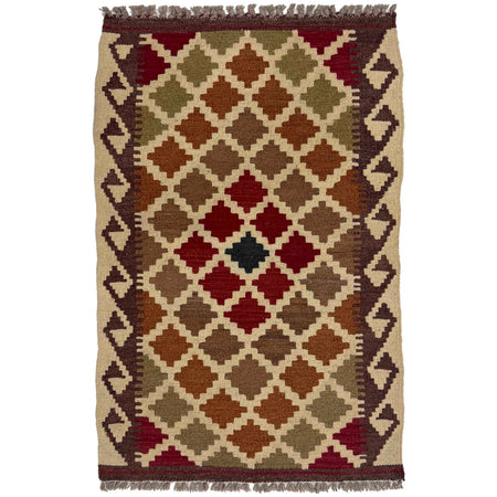Handmade Afghan Vegetable Kilim 1' 11" x 3' 1" ft / 59 x 93 cm - No. G38853