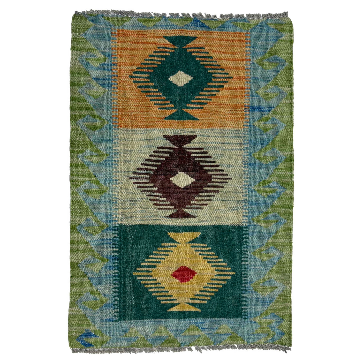 Handmade Vegetable Kilim 1' 10" x 2' 11" ft / 56 x 88 cm - No. G38856