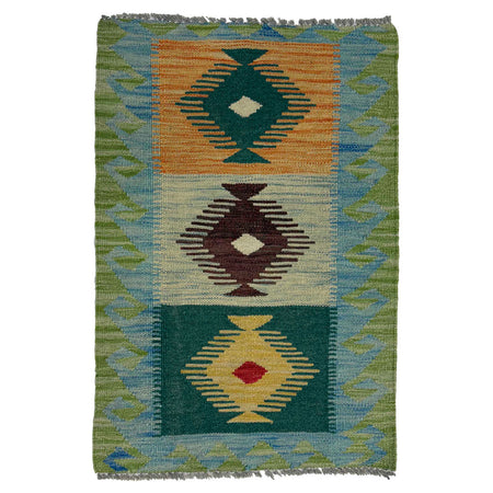 Handmade Vegetable Kilim 1' 10" x 2' 11" ft / 56 x 88 cm - No. G38856