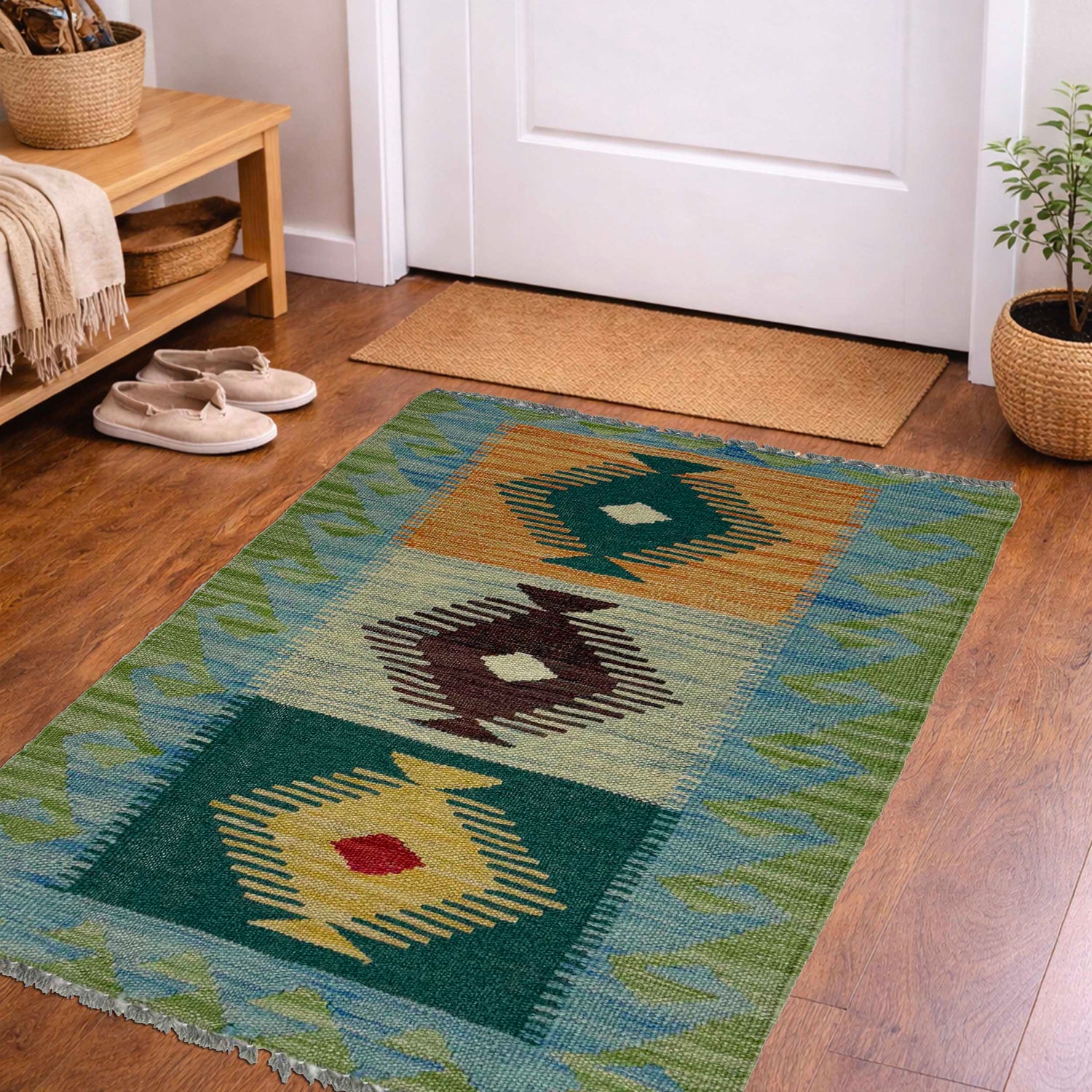 Handmade Vegetable Kilim 1' 10" x 2' 11" ft / 56 x 88 cm - No. G38856