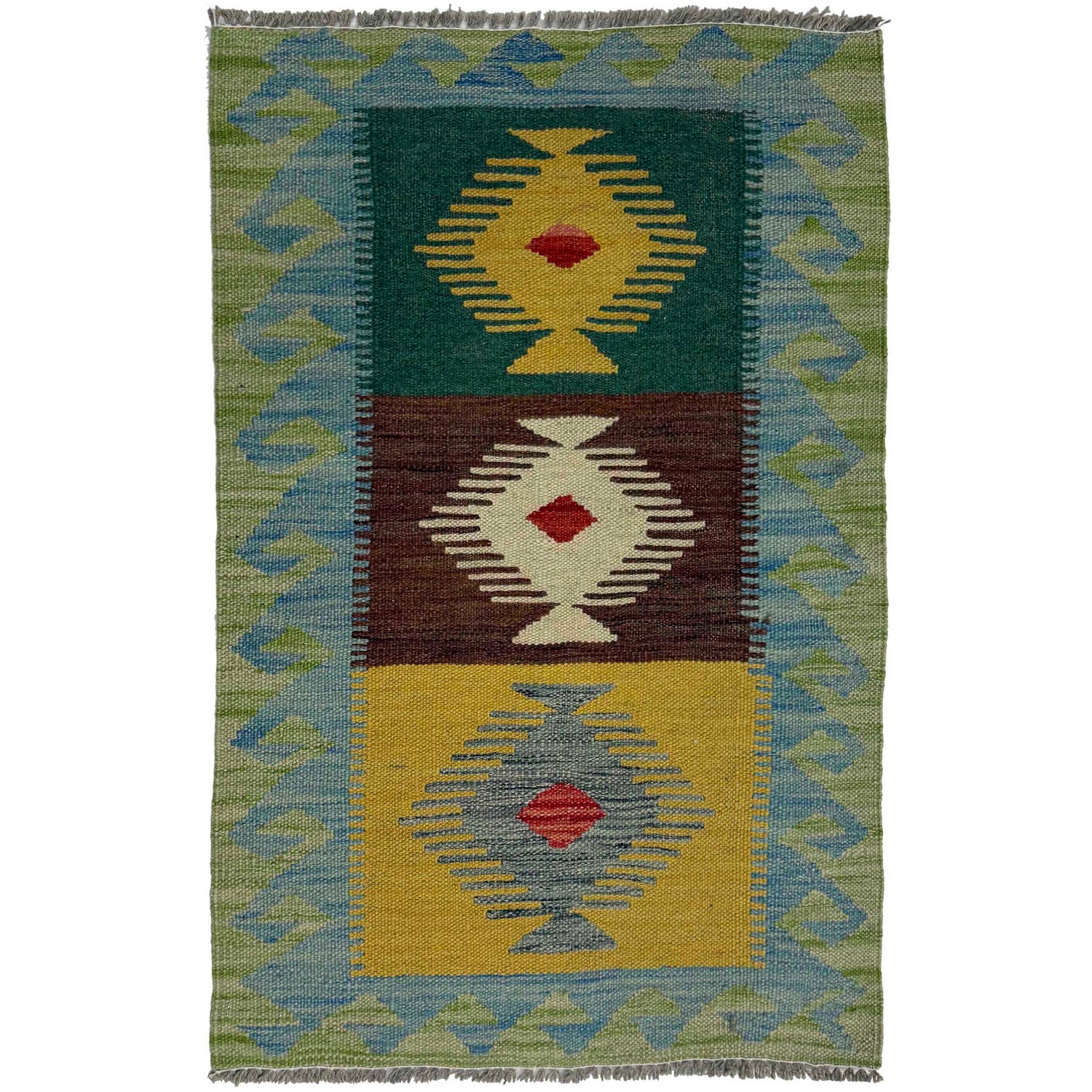 Handmade Vegetable Kelim 1' 10" x 2' 10" ft / 57 x 86 cm - No. G38857
