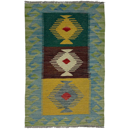 Handmade Vegetable Kelim 1' 10" x 2' 10" ft / 57 x 86 cm - No. G38857
