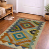 Multi Color ful Flat-Weave Wool Kilim 2' 0" x 3' 0" ft / 60 x 91 cm - No. G38859