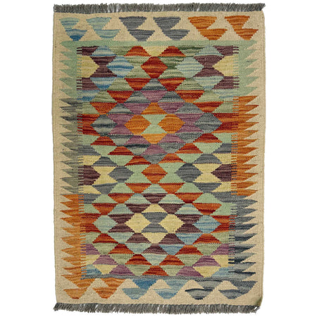 Handmade Afghan Vegetable Kilim 2' 0" x 2' 11" ft / 62 x 90 cm - No. G38865