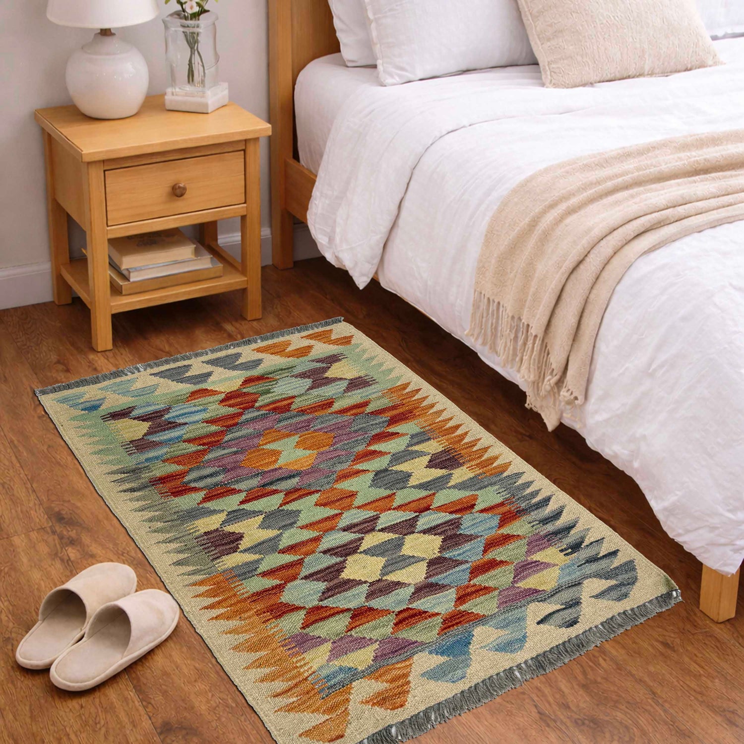 Handmade Afghan Vegetable Kilim 2' 0" x 2' 11" ft / 62 x 90 cm - No. G38865