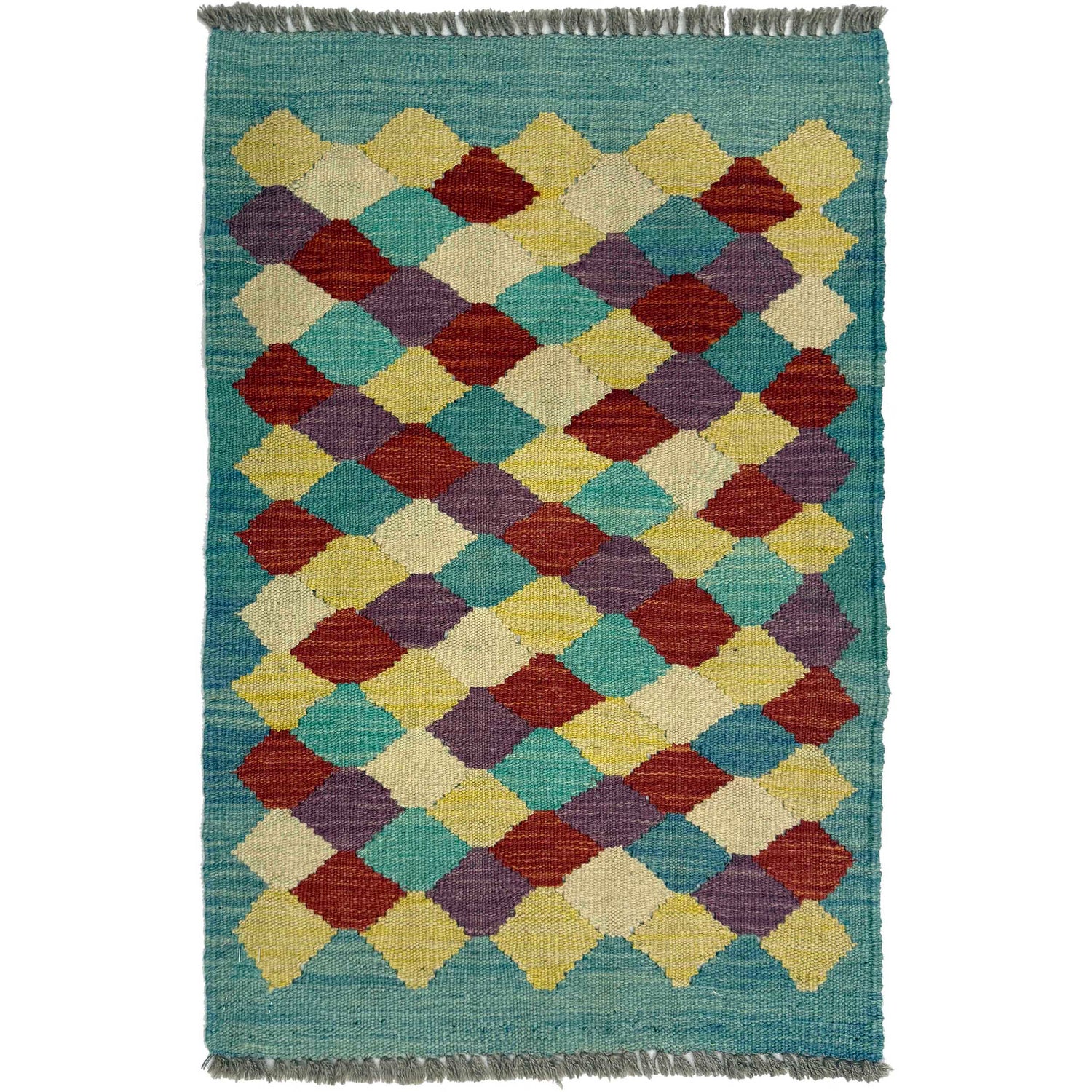 Hand Made Afghan Kilim 1' 11" x 2' 11" ft / 58 x 88 cm - No. G38866