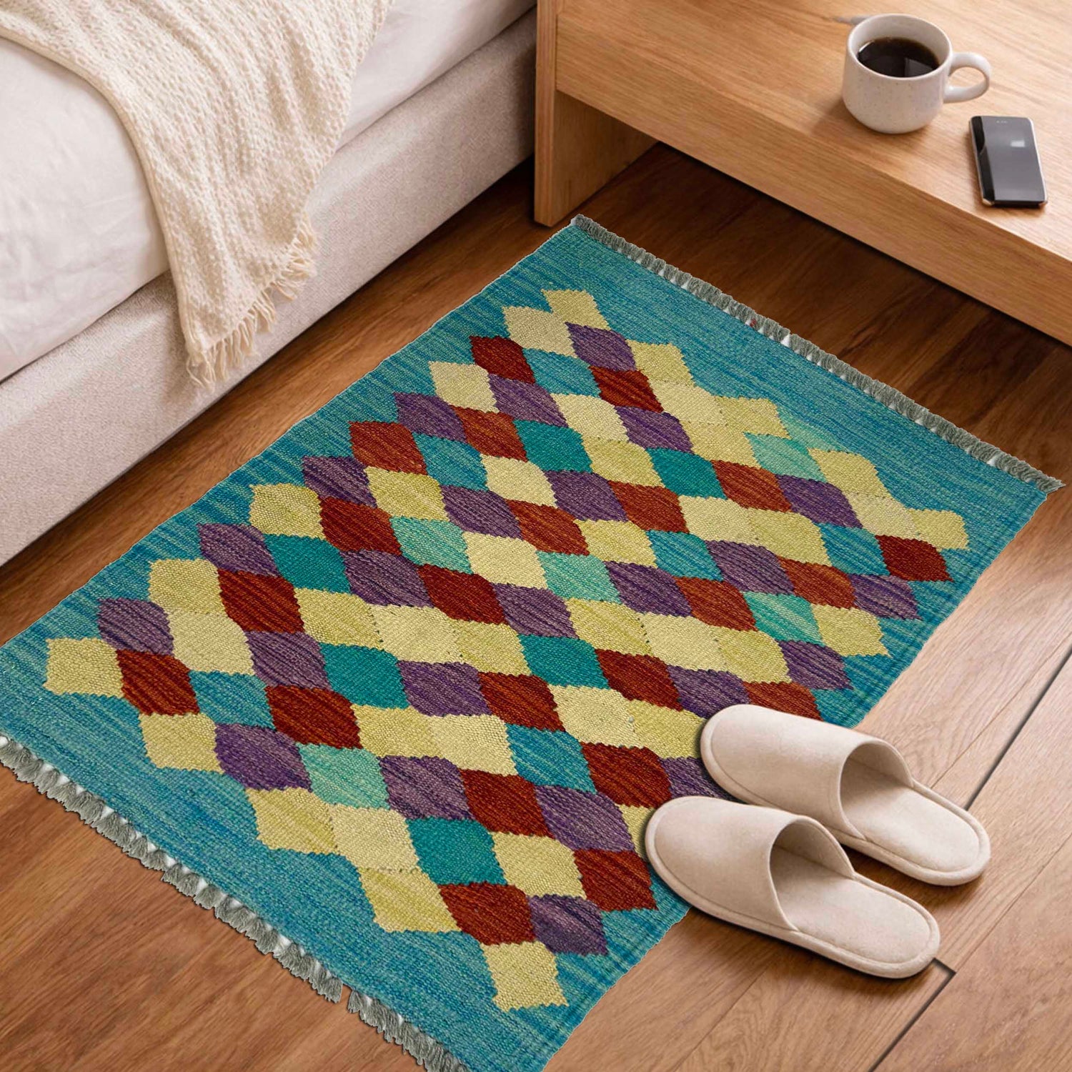 Handmade Vegetable Kilim 1' 10" x 2' 10" ft / 56 x 87 cm - No. G38868
