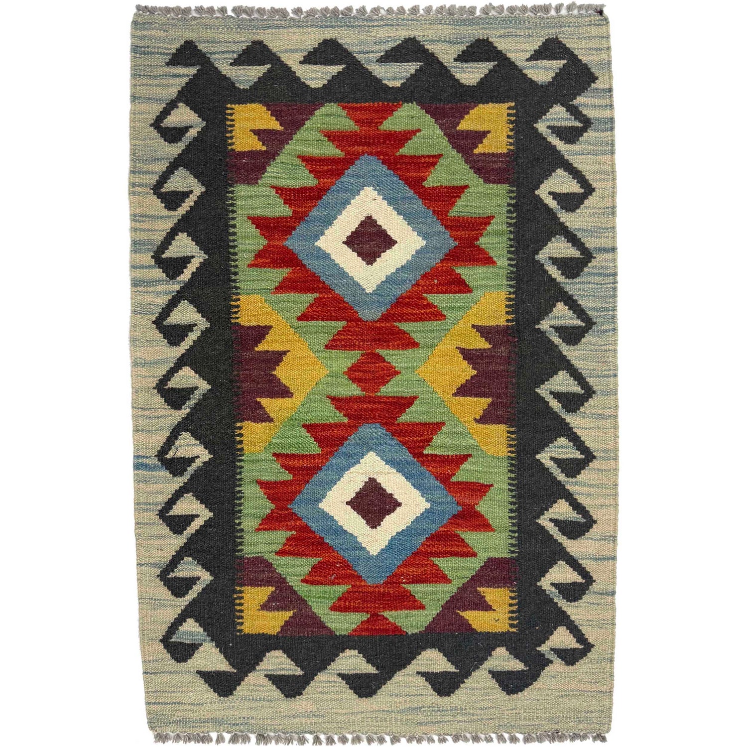Handmade Vegetable Kelim 2' 0" x 2' 11" ft / 62 x 89 cm - No. G38870