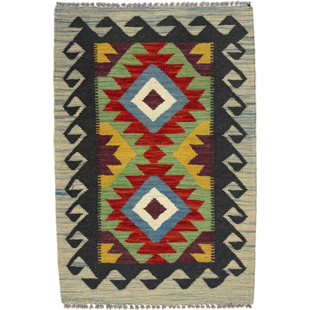 Handmade Vegetable Kelim 2' 0" x 2' 11" ft / 62 x 89 cm - No. G38870