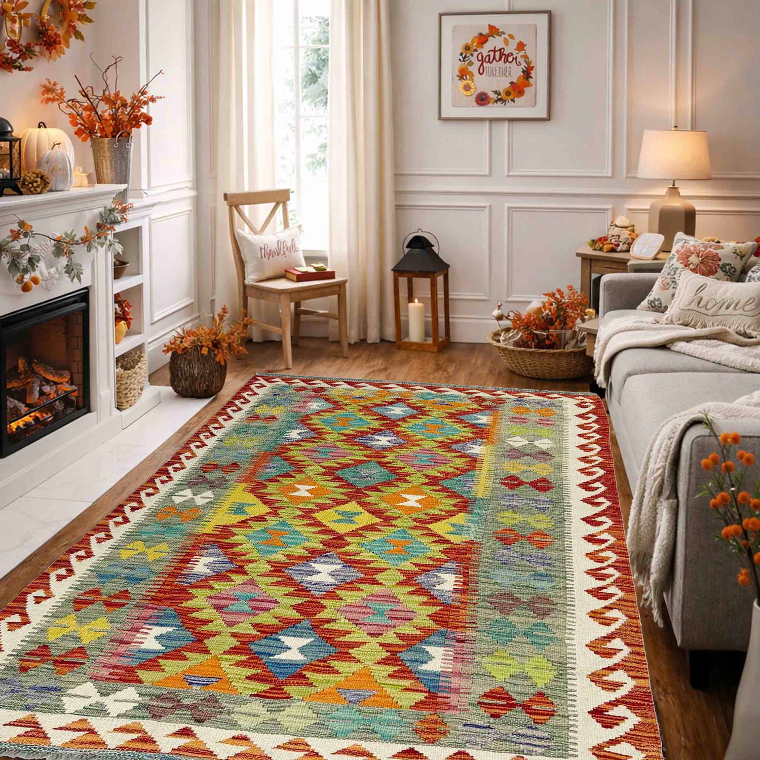 Handmade Vegetable Kilim 3' 11" x 6' 5" ft / 120 x 195 cm - No. G38876