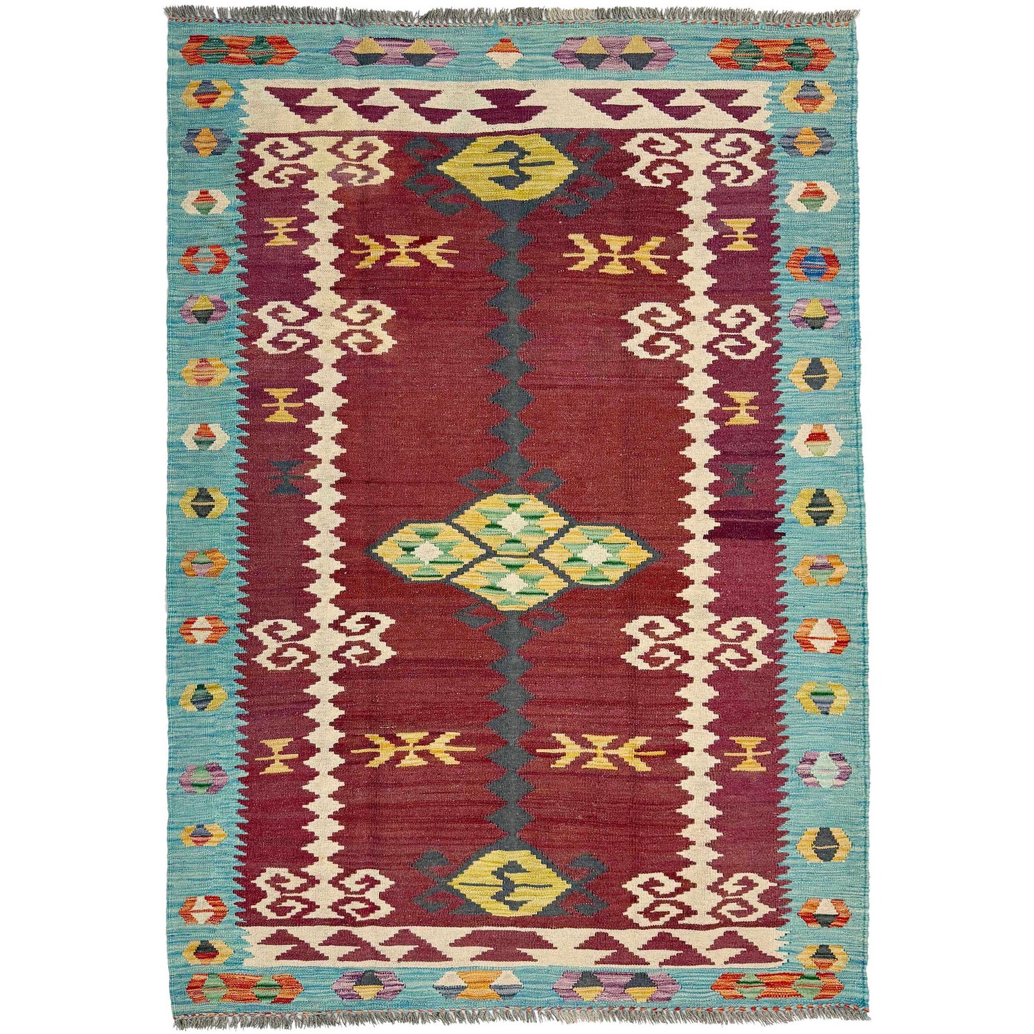 Hand Knotted Afghan Style Kilim 4' 5" x 6' 7" ft / 134 x 200 cm - No. G38881