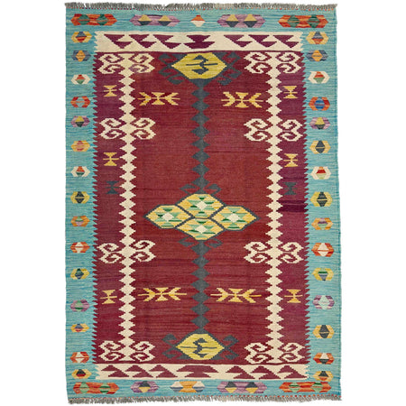 Hand Knotted Afghan Style Kilim 4' 5" x 6' 7" ft / 134 x 200 cm - No. G38881