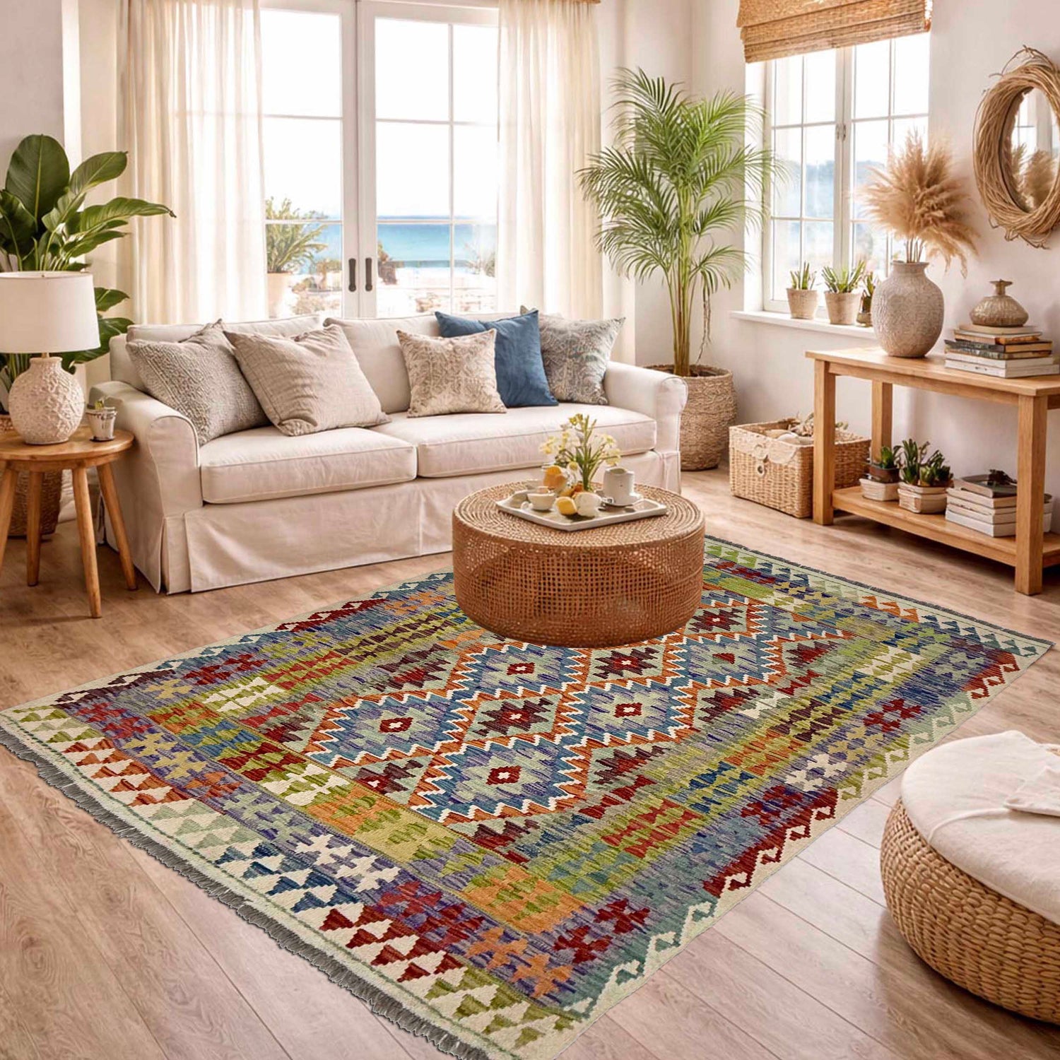 Handmade Vegetable Kilim 4' 11" x 6' 5" ft / 150 x 195 cm - No. G38885