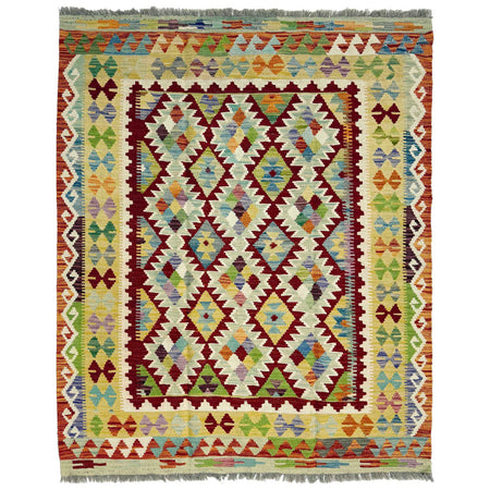 Handmade Turkish Design Wool Kilim 4' 10" x 6' 4" ft / 147 x 192 cm - No. G38887