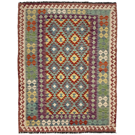 Hand Woven Wool Kelim 4' 9" x 6' 4" ft / 146 x 194 cm - No. G38895