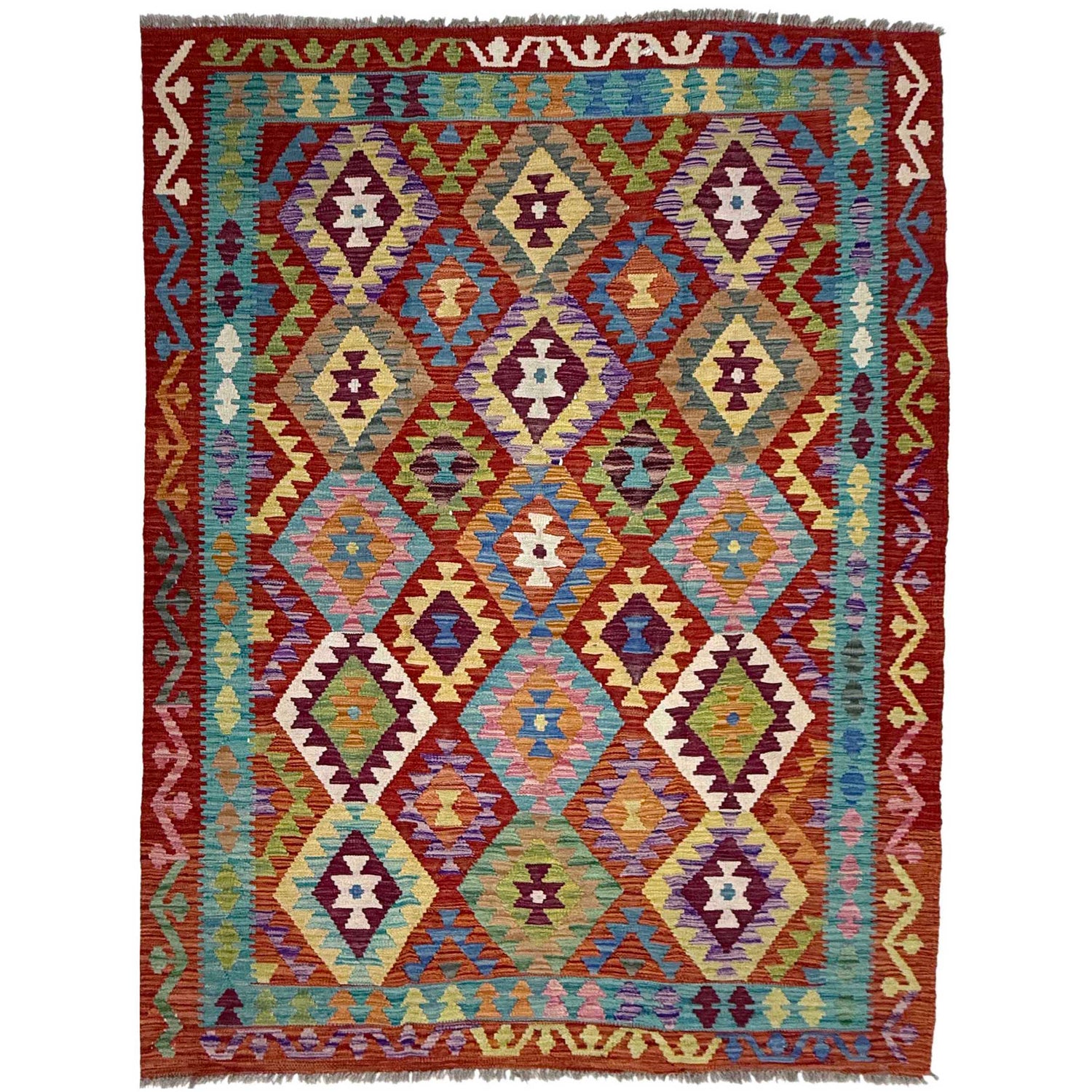 Handmade Turkish Design Wool Kilim 4' 11" x 6' 7" ft / 150 x 201 cm - No. G38896