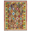 Handmade Afghan Vegetable Kilim 4' 10" x 6' 8" ft / 147 x 202 cm - No. G38897