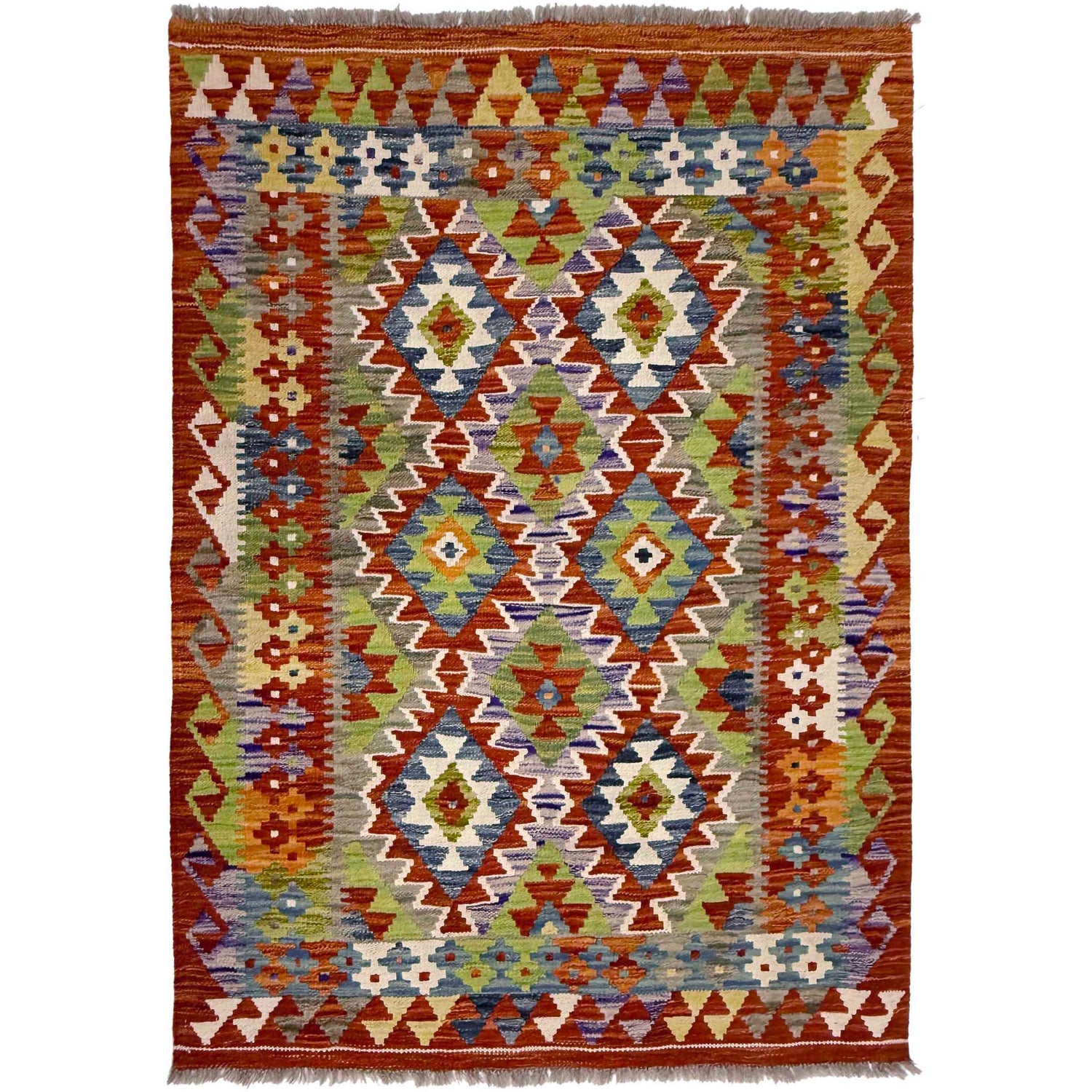 Hand Woven Wool Kelim 3' 5" x 4' 11" ft / 105 x 150 cm - No. G38900
