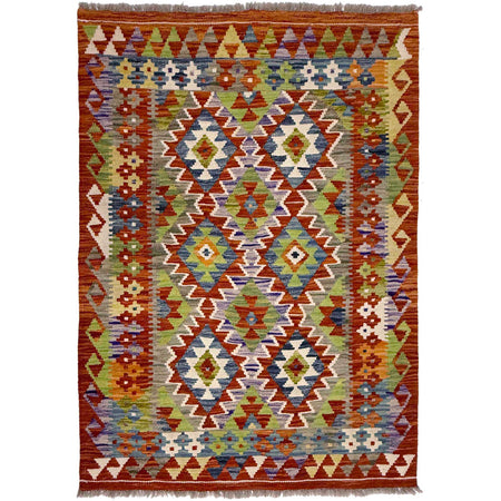 Hand Woven Wool Kelim 3' 5" x 4' 11" ft / 105 x 150 cm - No. G38900