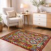 Hand Woven Wool Kelim 3' 5" x 4' 11" ft / 105 x 150 cm - No. G38900
