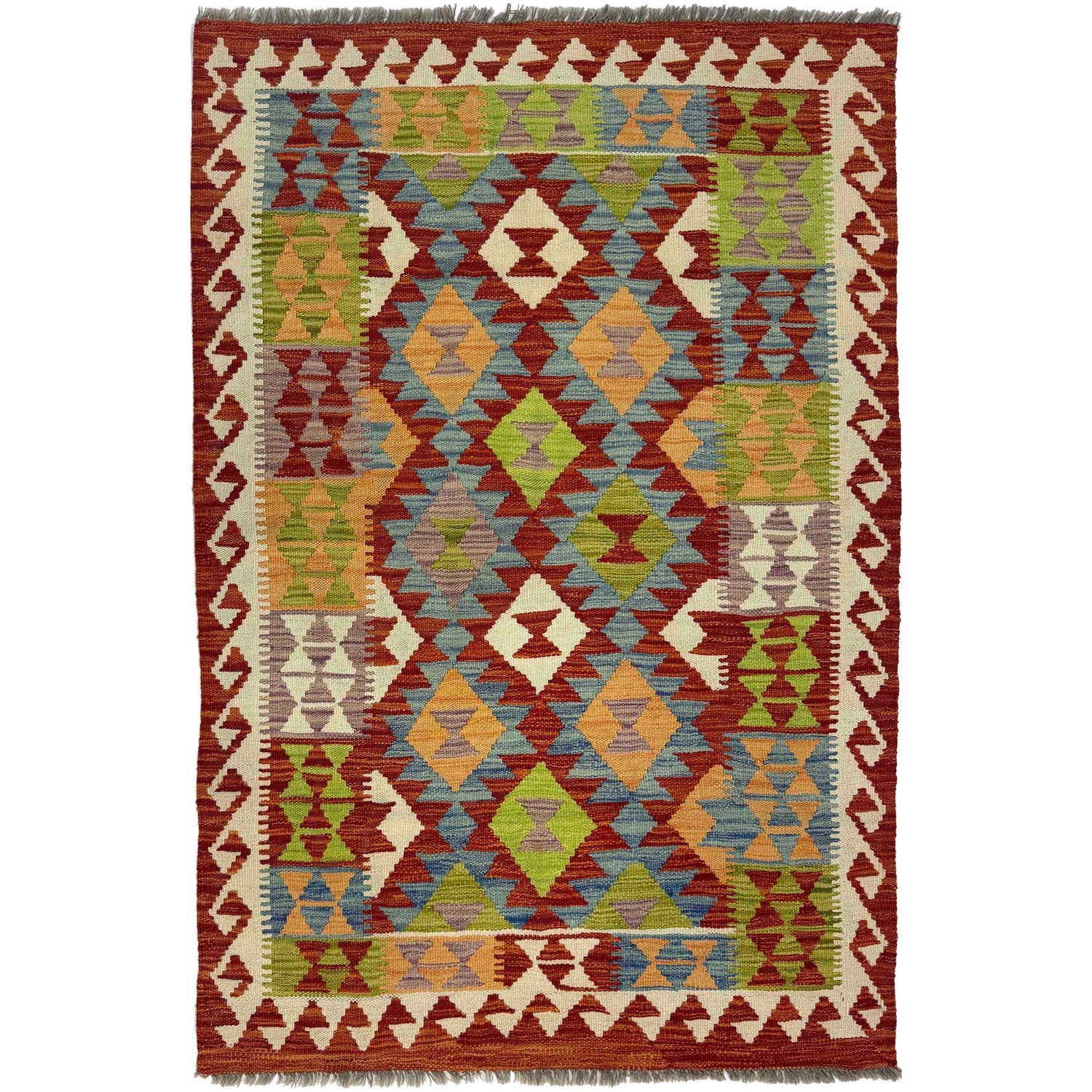 Handmade Turkish Design Wool Kilim 3' 5" x 5' 1" ft / 103 x 154 cm - No. G38902