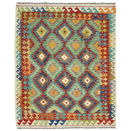 Hand Made Afghan Kilim 5' 1" x 6' 5" ft / 154 x 195 cm - No. G38906