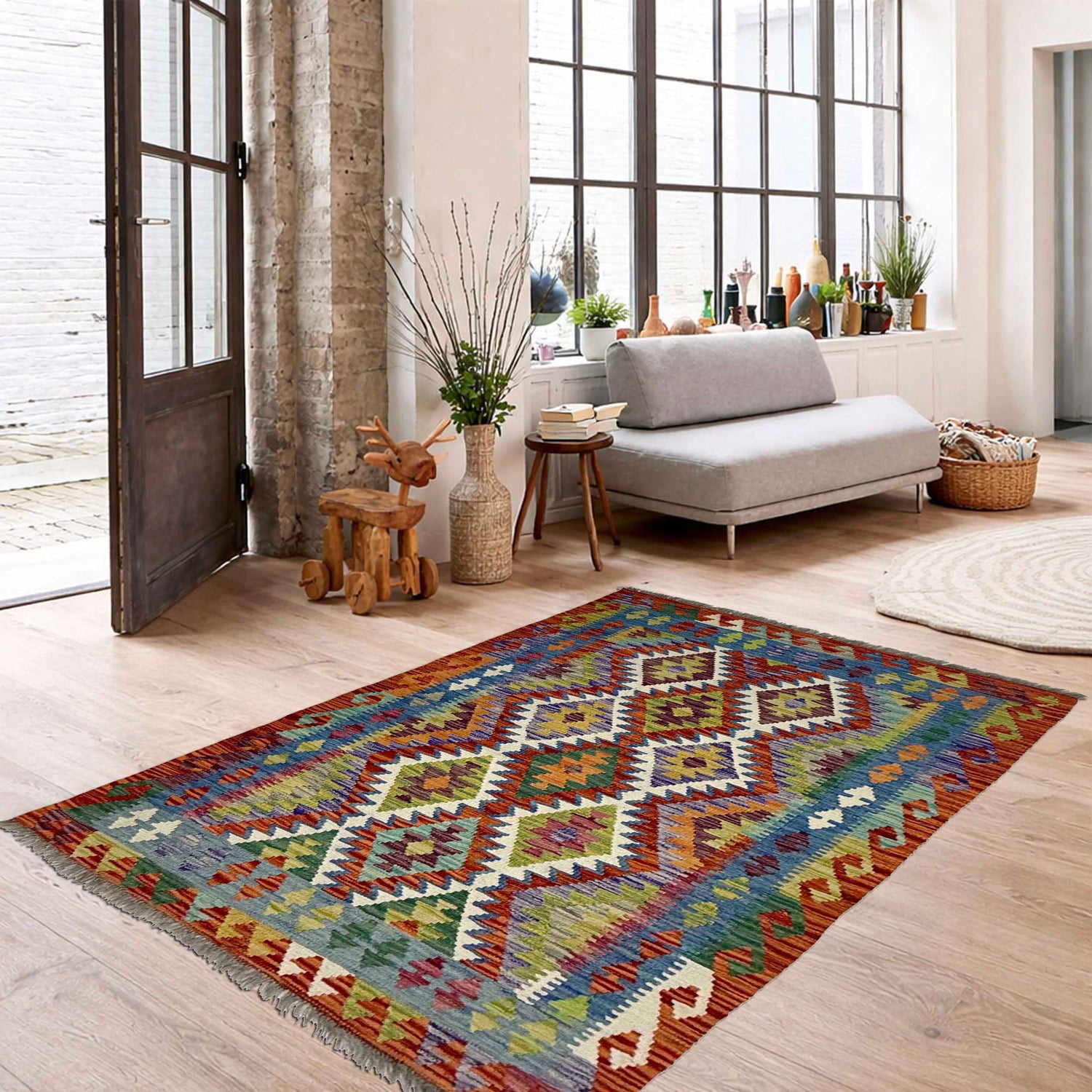 Small Size Chobi Kilim 3' 5" x 4' 11" ft / 104 x 150 cm - No. G38910
