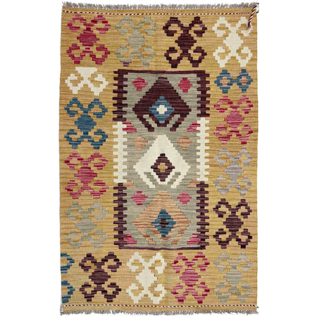 Handmade Vegetable Kelim 3' 2" x 4' 11" ft / 96 x 150 cm - No. G38911