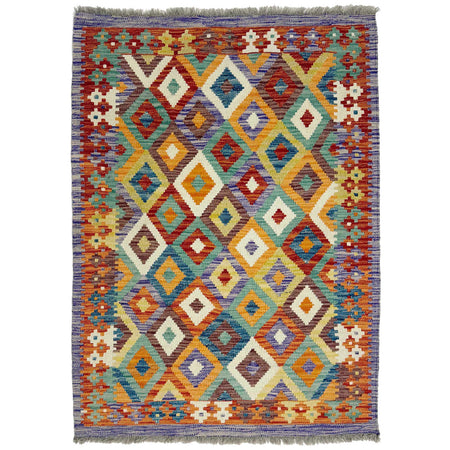 Handmade Turkish Design Wool Kilim 3' 3" x 4' 8" ft / 100 x 143 cm - No. G38913