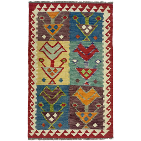 Hand Knotted Flatweave Kilim 3' 1" x 4' 11" ft / 95 x 150 cm - No. G38914