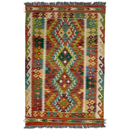 Hand Made Afghan Kilim 3' 3" x 5' 0" ft / 99 x 153 cm - No. G38917