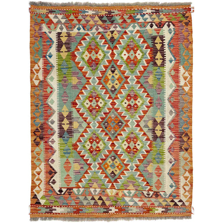 Hand Knotted Afghan Style Kilim 3' 6" x 4' 10" ft / 107 x 147 cm - No. G38921