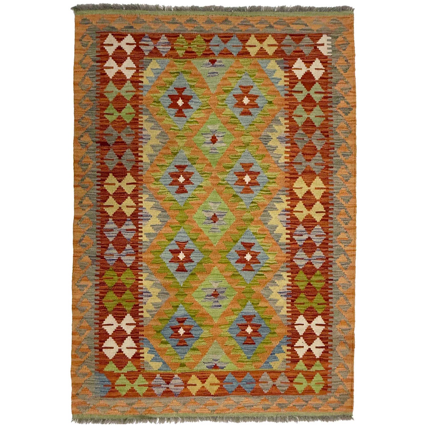 Handmade Vegetable Kilim 3' 6" x 5' 3" ft / 107 x 160 cm - No. G38922